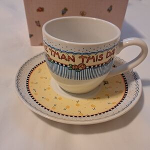 Mary Engelbreit "Nothing Is More Important Than This Day" Cup And Saucer Set